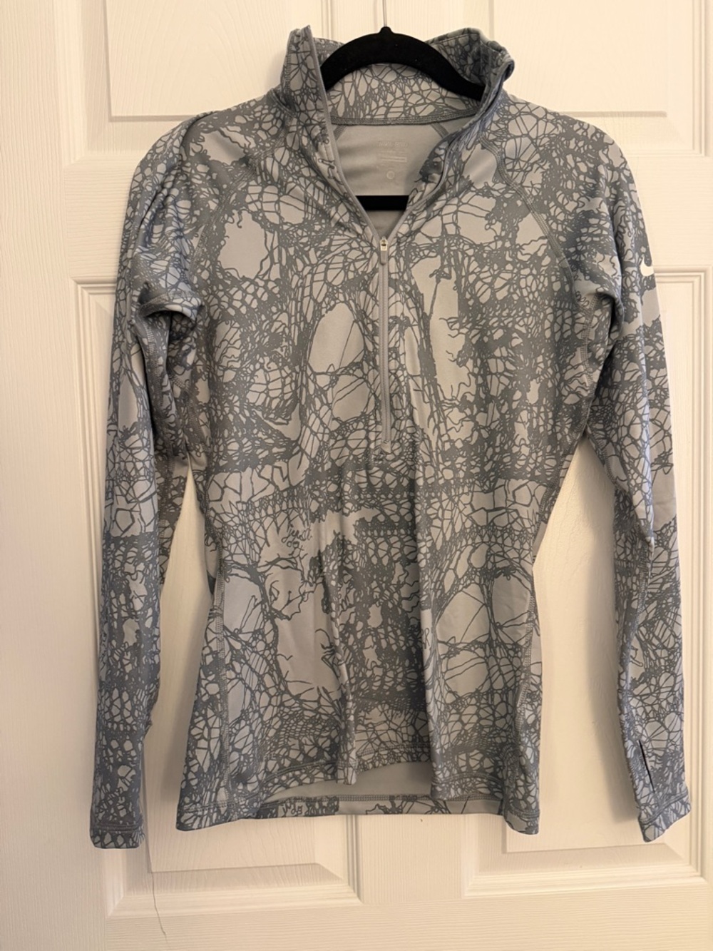 Nike Women's Gray Patterned Half Zip-Front Athletic Top